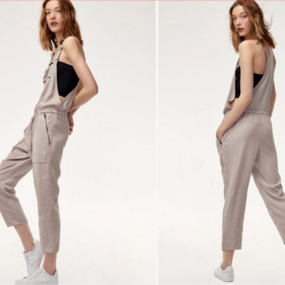 Valletta Aritzia Moto Overalls in Light Gray - Picture 2 of 6
